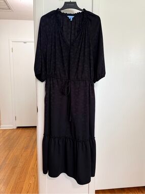 Draper James Black Floral Jacquard Midi Dress 2X | Plus Size Southern Chic